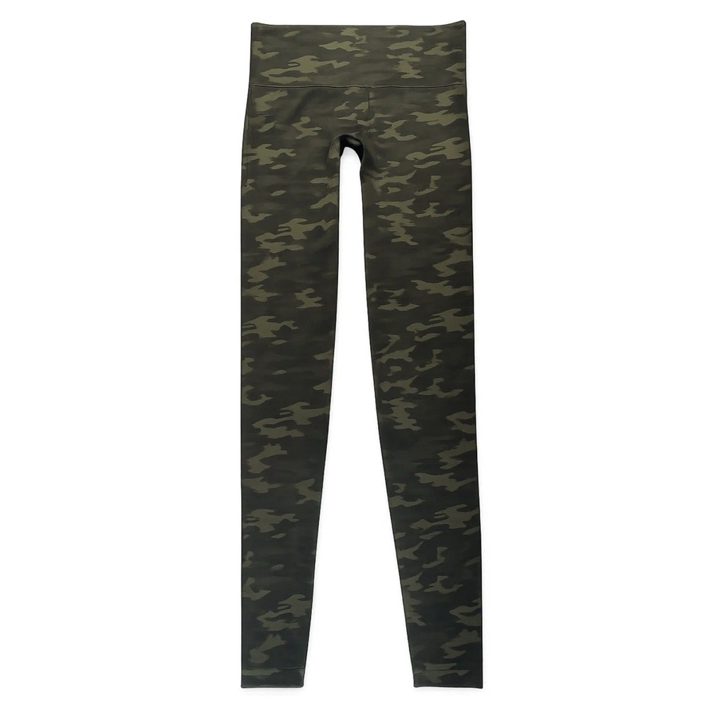 SPANX Camo Leggings Womens Large Green Black Activewear Stretch Pants